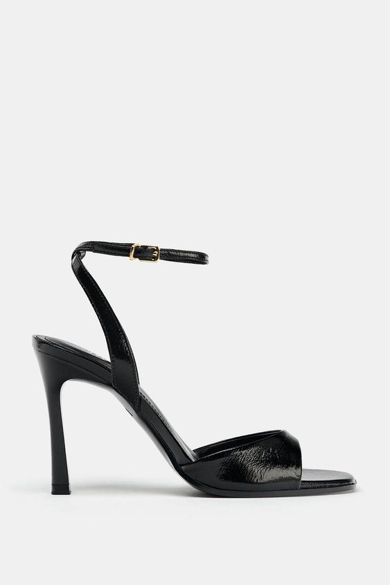 SANDALES VERNIES À TALONS - Noir de Zara - Image 2