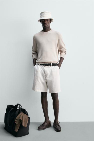 Zara REGULAR FIT PLEATED SHORTS - Oyster-white - Image 0