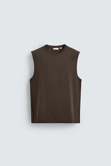 LIGHTWEIGHT RELAXED FIT TANK TOP - Brown by Zara