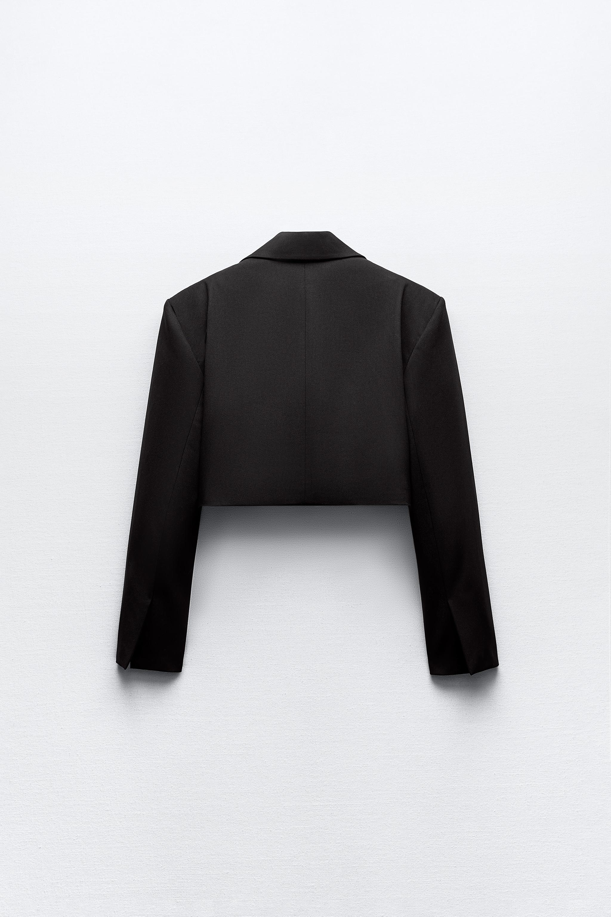 COMBINATION SATIN EFFECT BLAZER - Black