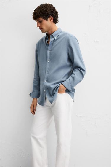 CHEMISE REGULAR FIT - bleu-poudré de Zara - Image 5