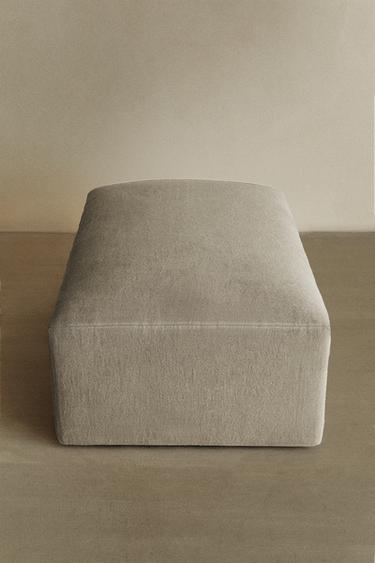 WASHED LINEN POUF - Light beige by Zara