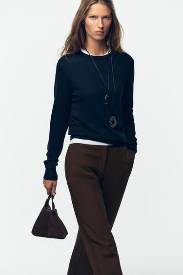 TROUSERS WITH VENT ON THE HEM - Brown by Zara