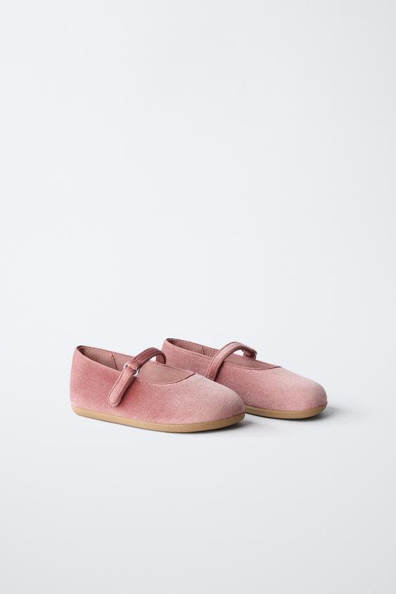 BALLERINES BAREFOOT EFFET VELOURS - Rose de Zara - Image 1