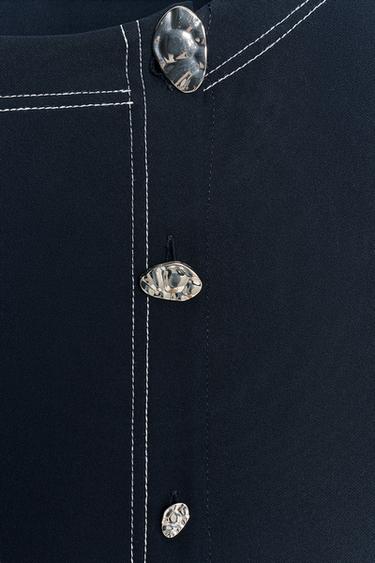 TOPSTITCHED TOP - Navy blue by Zara - Image 7