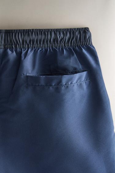 PLAIN CONTRAST BEACH SWIMMING TRUNKS - Blue by Zara - Image 3
