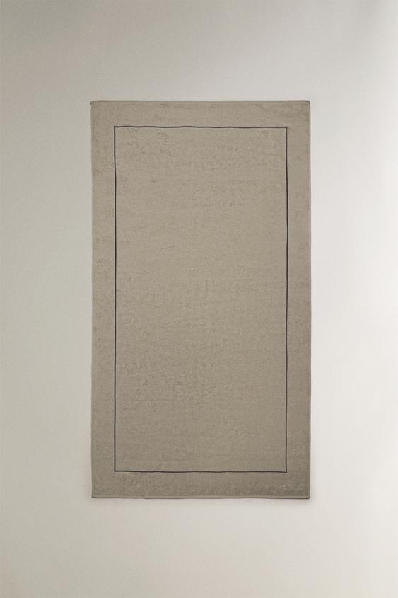 Zara BEACH TOWEL WITH PLAIN BORDER - 灰綠色 - 圖片 0