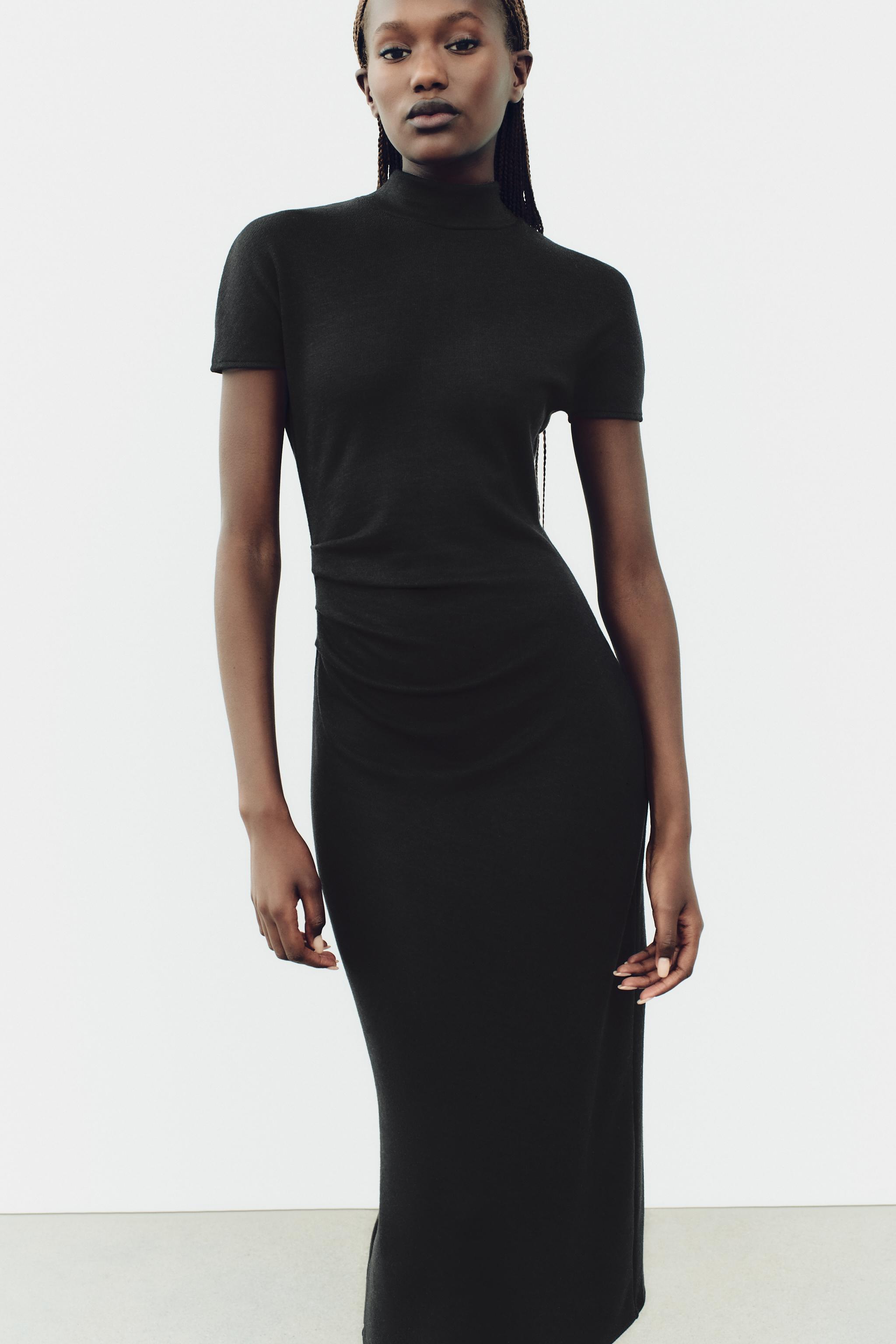 Knitted black midi dress hotsell