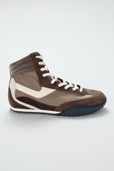 HIGH-TOP SNEAKERS - Brown by Zara
