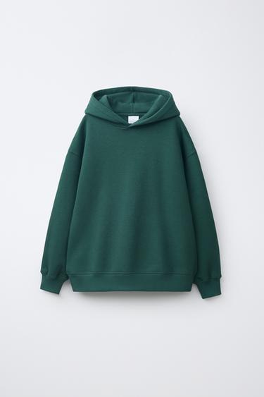 SUDADERA CAPUCHA LISA - verde lavado de Zara