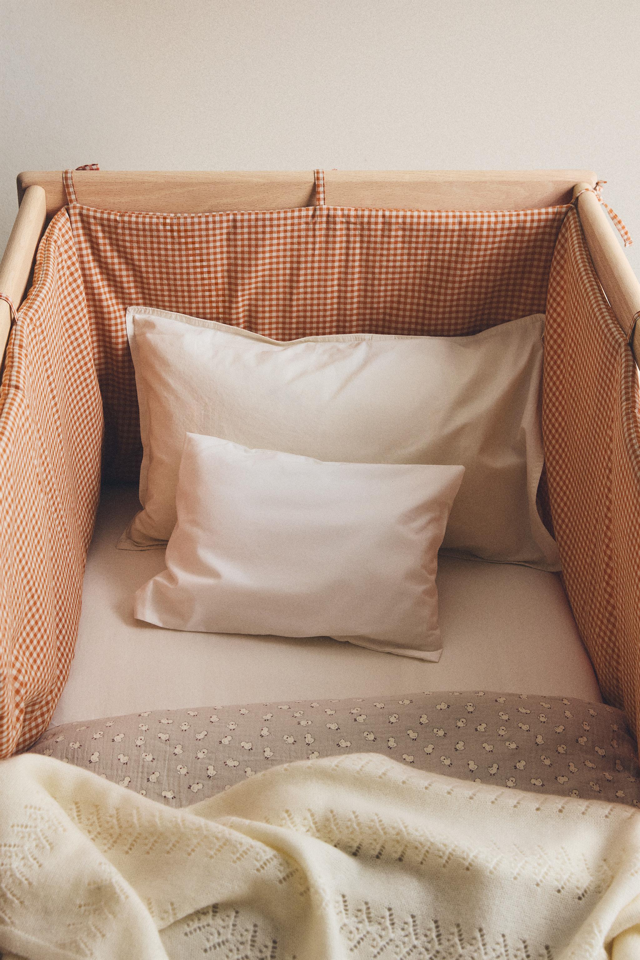 GINGHAM COTTON BABY COTT BUMPER — Dark orange