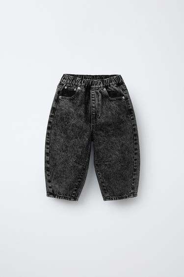 BALLOON ACID WASH JEANS - Black by Zara