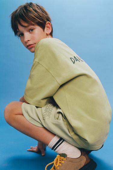 CAMISETA TEXTO - verde lavado de Zara