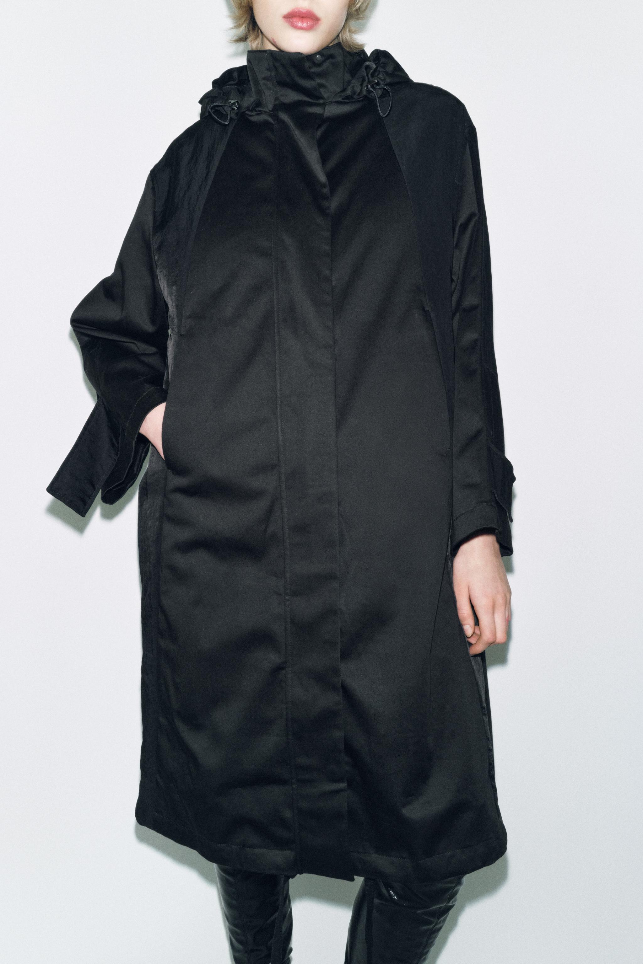 Zara Padded TRENCH Coat factory with hoodie