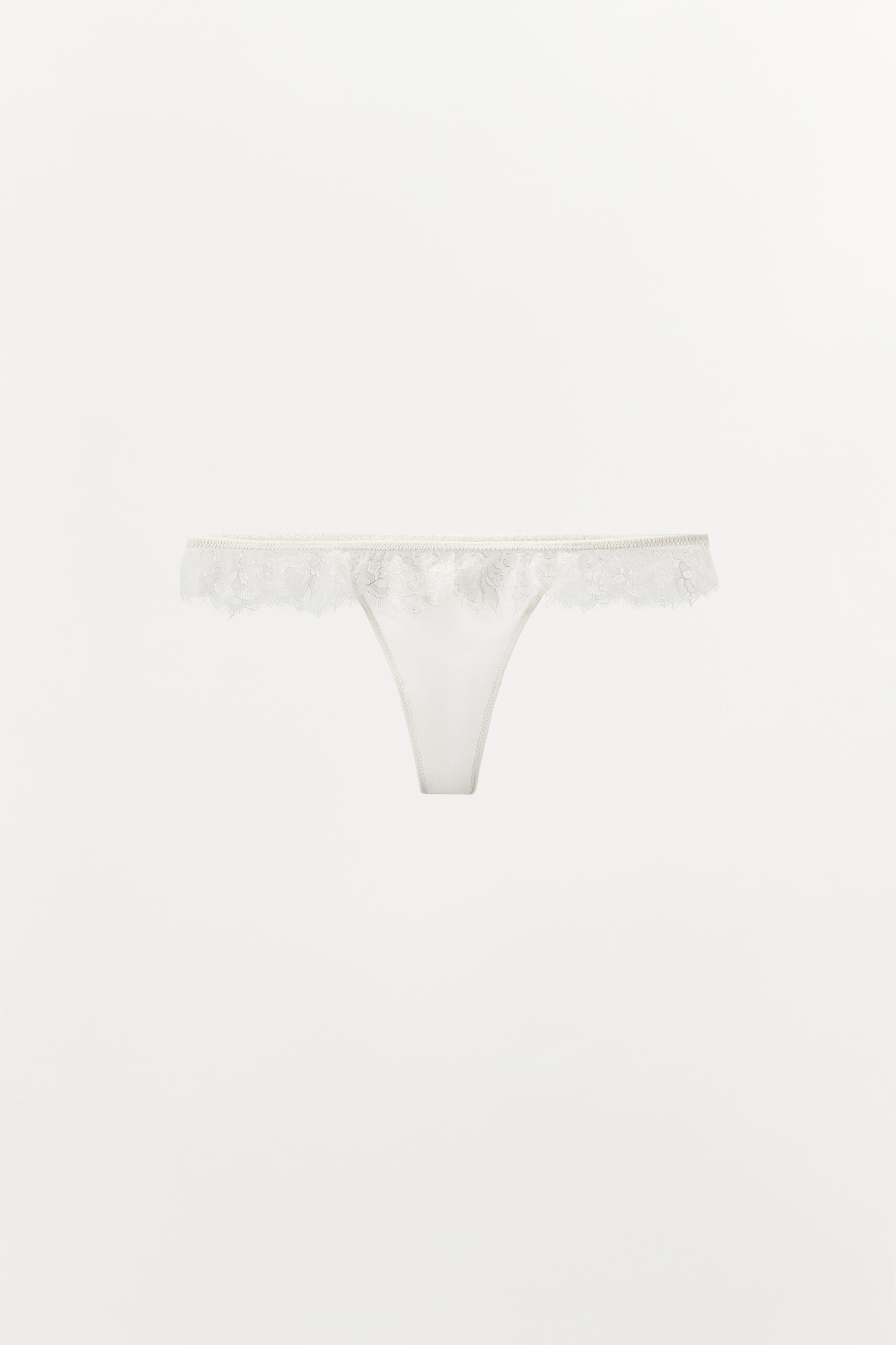 SILK BLEND LACE THONG