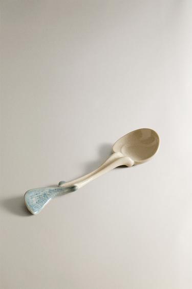 CERAMIC SERVING SPOON WITH IRREGULAR HANDLE - Blue by Zara - Image 1