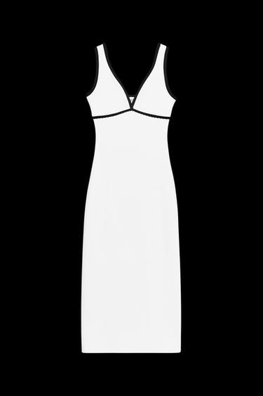 LANGES KLEID MIT KONTRAST - Weiß von Zara - Bild 0