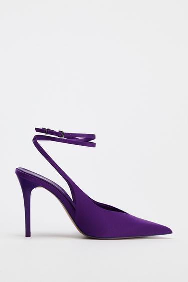 HIGH-HEEL MULES WITH ANKLE STRAP - Purple by Zara