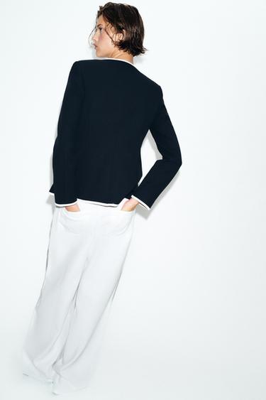 BLAZER À LISERÉS EN CONTRASTE - Bleu marine de Zara - Image 5