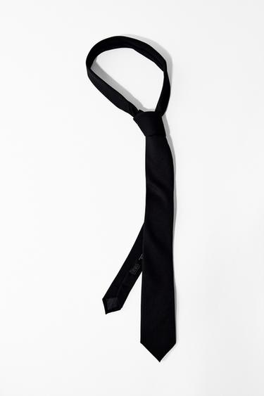 Zara TEXTURED TIE - Black