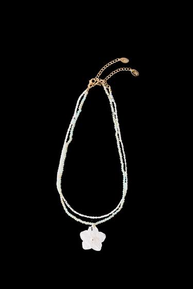 Zara FLOWER BEAD NECKLACE - White
