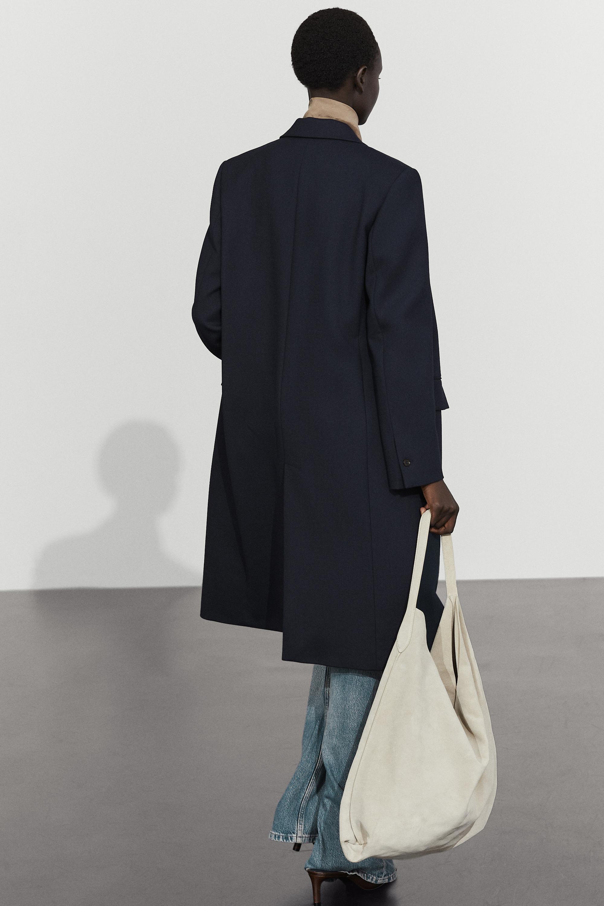 Wool blend coat — Navy blue