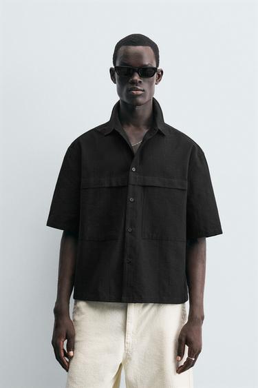 CAMISA COM ESTRUTURA E BOLSOS - Preto da Zara