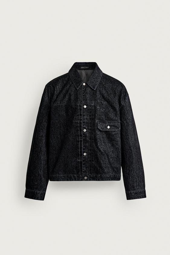 Zara 植絨短版剪裁外套 - 藍色 / 靛青色 - 圖片 0