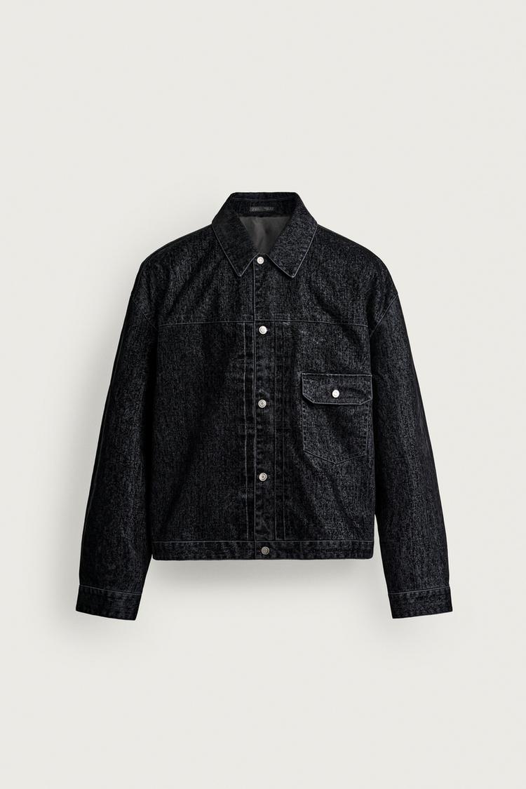 FLOCKED CROPPED FIT JACKET
