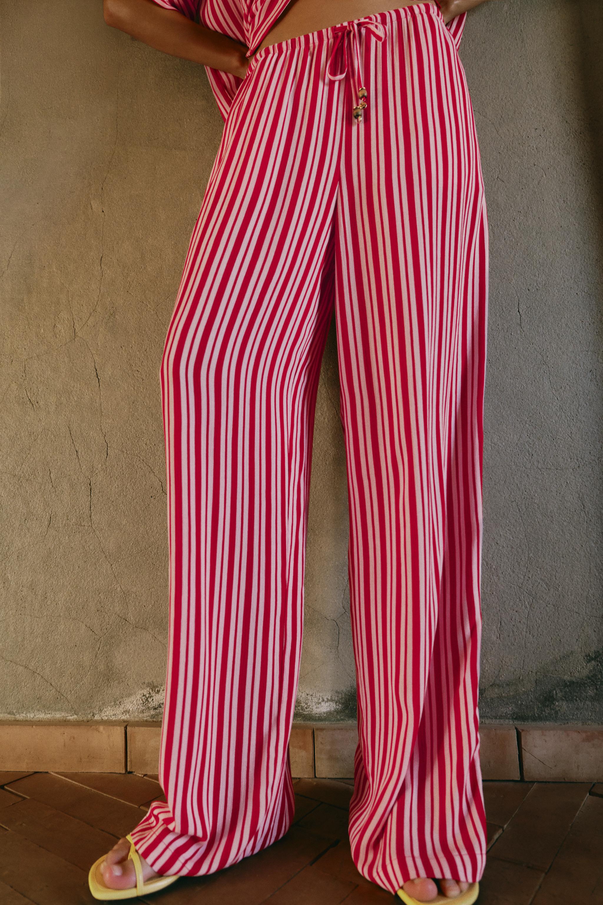 STRIPED WIDE LEG PANTS — Multicolored