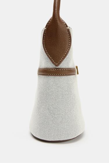CANVAS MINI BUCKET BAG WITH BUCKLE - Light beige by Zara - Image 4