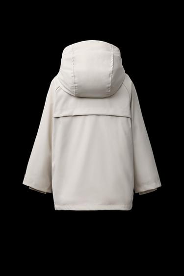 Zara RUBBERIZED WATER REPELLENT FAUX FUR RAINCOAT - Ecru