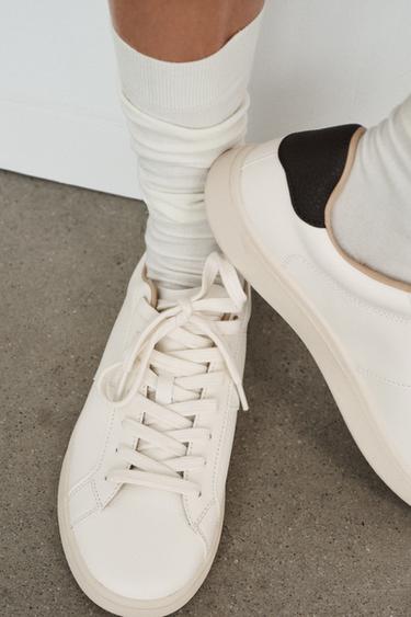 TRAINERS WITH HEEL TAB DETAIL - Ecru White by Zara - Image 0