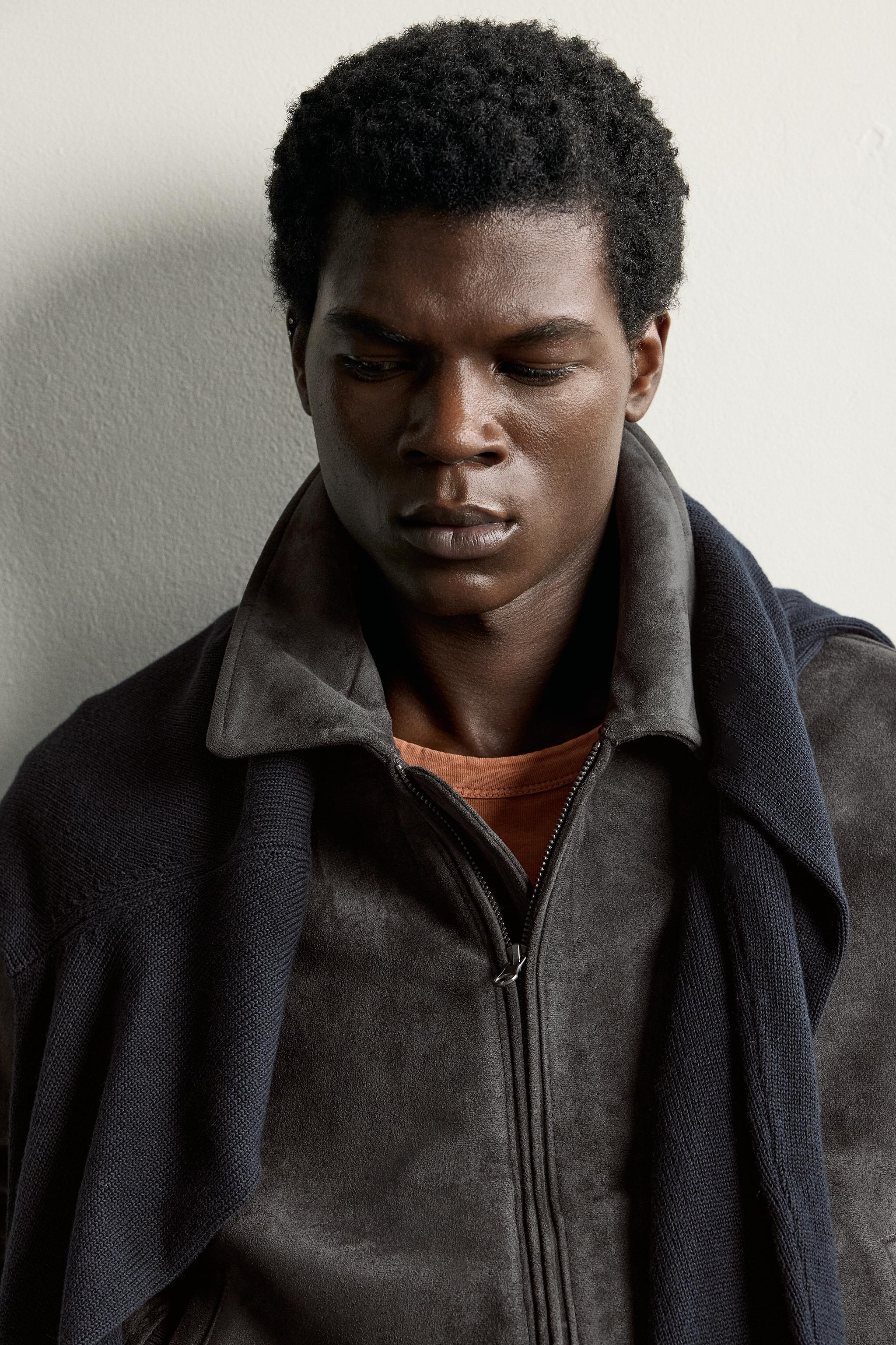 Zara Suni Süet Bomber Ceket görsel 6