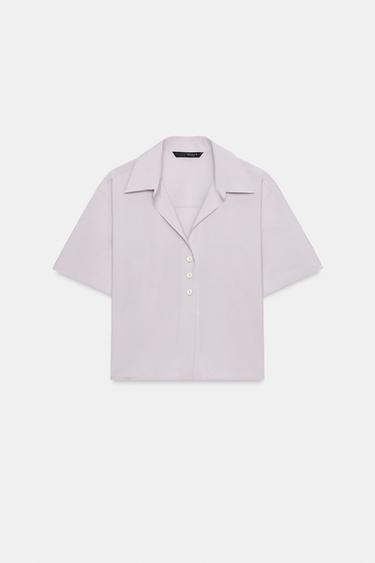 CAMISA FLUIDA MANGA CORTA - Malva claro de Zara