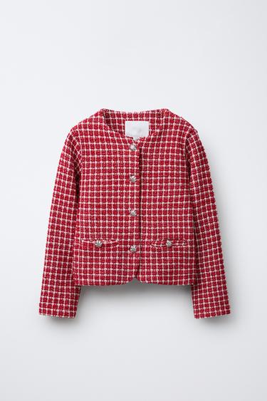 BUTTONED TEXTURED JACKET - Red by Zara