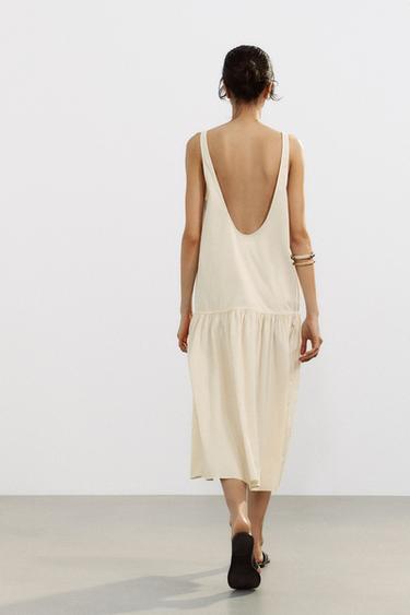 GATHERED MIDI DRESS - Pastel yellow by Zara - Image 2