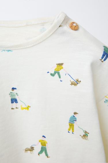 DOG PRINT T-SHIRT - Light ecru by Zara - Image 2