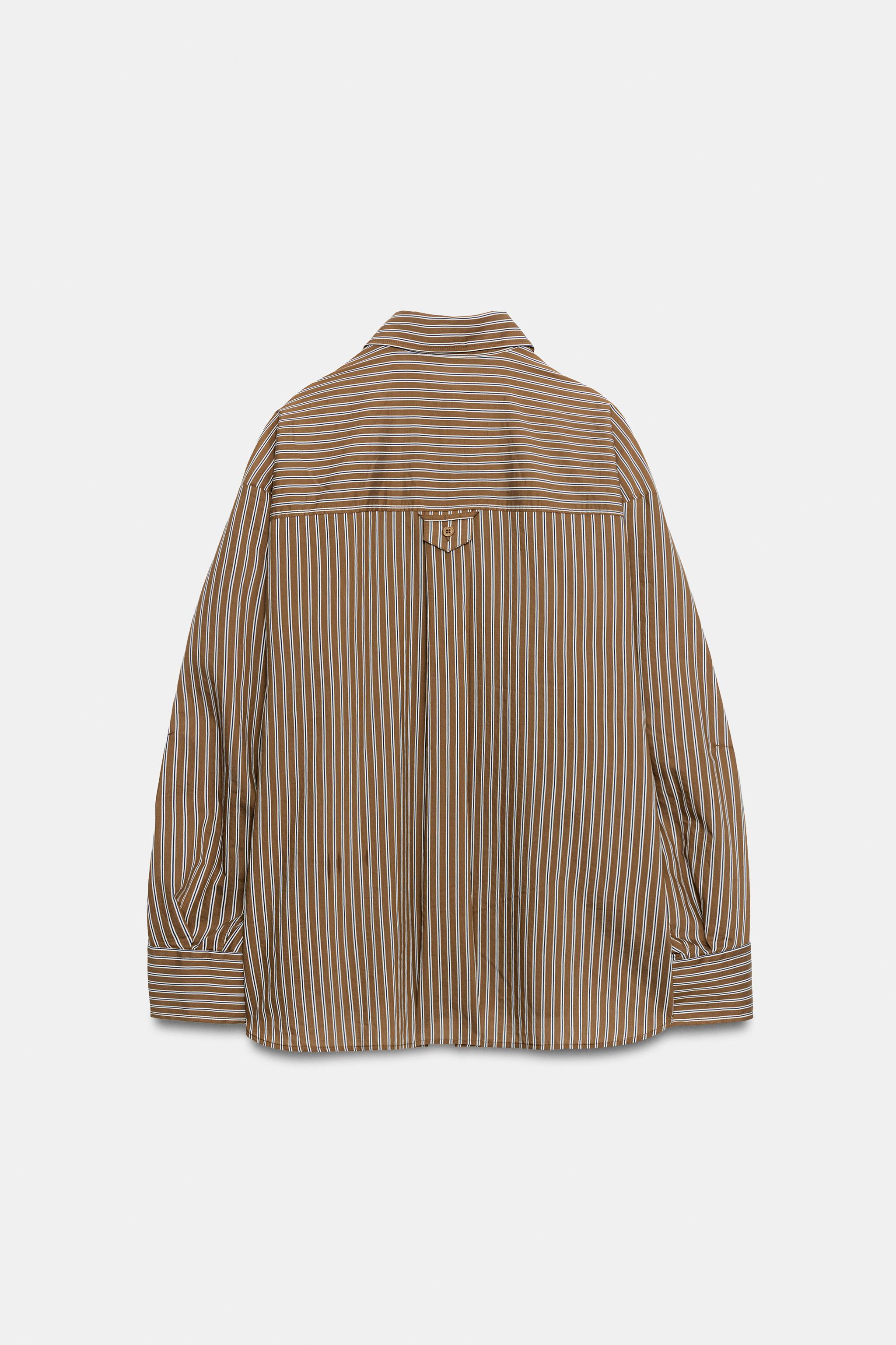 Zara ÇİZGİLİ CEPLİ OVERSIZE GÖMLEK görsel 7
