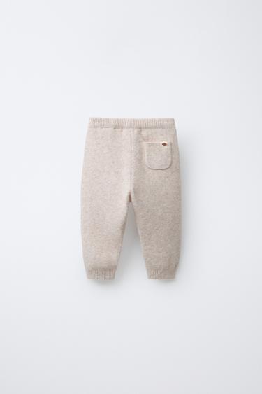 KNIT LEGGINGS WITH POCKET, LABEL AND HEDGEHOG PRINT - Light beige by Zara