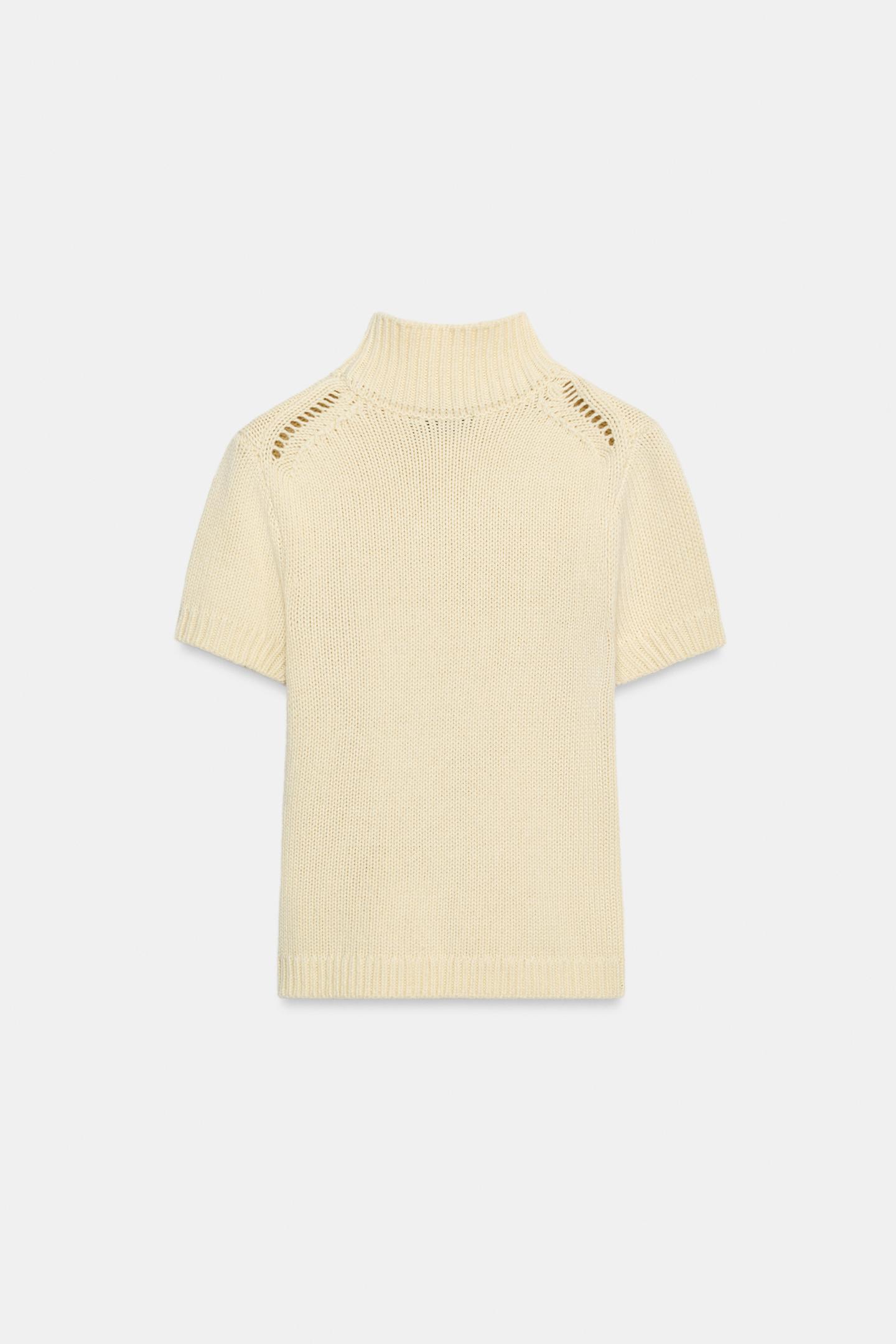 Женский свитер Zara Short Sleeve Knit, цвет: Экрю — фото 6