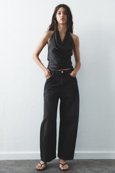 TOP ACETINADO HALTER - Preto da Zara - Imagem 0