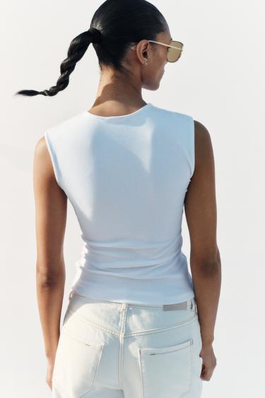 T-SHIRT SANS MANCHES - Blanc de Zara - Image 5