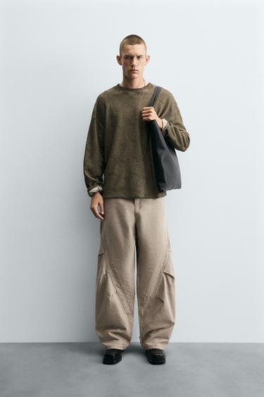 Zara WASHED STRUCTURE SWEATSHIRT - Green - Image 0