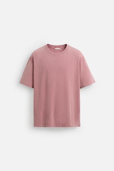 T-SHIRT IN VERWASSEN LOOK - Zalm van Zara