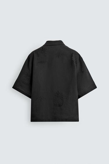 CUTWORK EMBROIDERED SHIRT - Black by Zara - Image 7