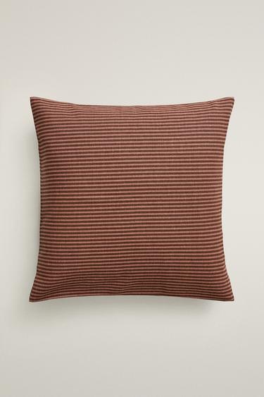 STRIPED COTTON THROW PILLOW COVER — Pink 2