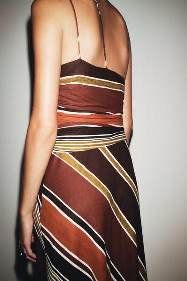 STRIPED ASYMMETRIC MIDI DRESS - Multicoloured by Zara - Image 2