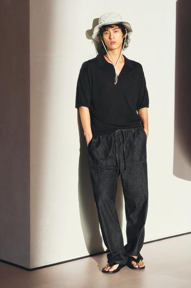 REGULAR FIT KNIT POLO SHIRT - Black by Zara