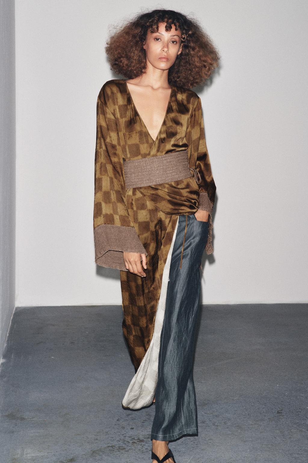 CHECK PRINT CUMMERBUND DRESS